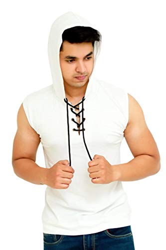 Image of Solid Men Hooded Neck Grey T-Shirt