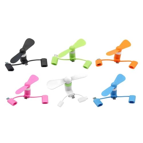 6 ventiladores USB C para teléfono, mini ventilador de refrigeración para teléfono celular, ventiladores de mano Plug and Play, enfriador seguro de hoja suave para Android, Samsung, iPad, verano al