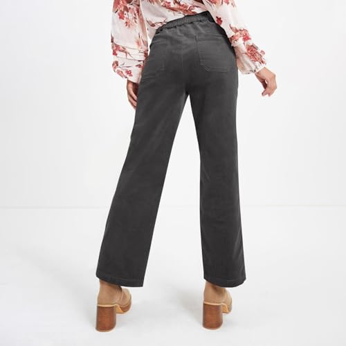 Womens Corduroy Pants Trendy Straight Leg High Waisted Work Pants Trousers Ladies Elastic Waist Pants with Pockets2