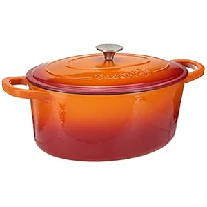 Crock Pot Artisan Oval Enameled Cast Iron Dutch Oven, 7-Quart, Sunset Orange