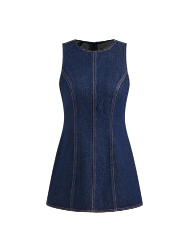cider denim dress mini casual sleeveless solid high waist zipper jean bodycon tank short dresses