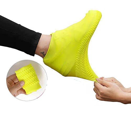 Cubrecalzados reutilizables, suelas de silicona fáciles de limpiar para acampar, pescar, hacer senderismo y actividades al aire libre — protección duradera y antideslizante para hombres, mujeres y mascotas (talla L, color amarillo) miniatura 7