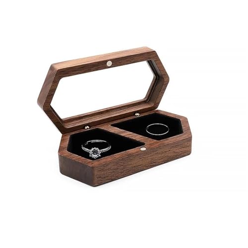 PASPRT Joyero organizador de viaje para collares, aretes, anillos, regalos, caja de joyería de madera (10 x 5 x 3 cm, caja de joyería para aretes, caja de anillos (tipo A)
