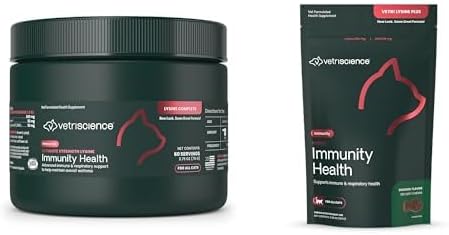 VetriScience Lysine Cat Bundle: Ultimate Strength Immunity Health Powder (60 Count) & Vetri Lysine Plus Chews (120 Count) - Respiratory & Immune Support for Cats & Kittens