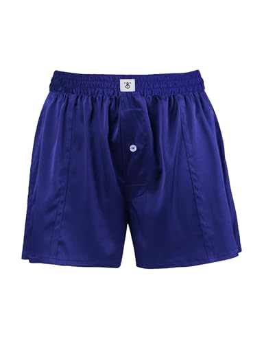 LilySilk Silk Boxers Mens Breathable Real Mulberry Underwear 6A Grade Royal Shorts Combo Pack, Silk Sleep Lounge Bottoms Blue L