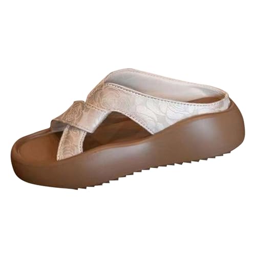 Sandales de plage femme brodées épaisses bout ouvert style tendance