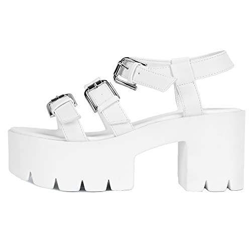 Photo 1 of KEIIYJ Women's Platform Ankle Strap Block Heel Sandals SIZE 10