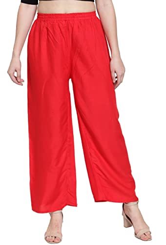 Image of Go Gazab - Stylish Women's Palazzo: Trendy Rayon Solid Color Ethnic Wear Palazzo