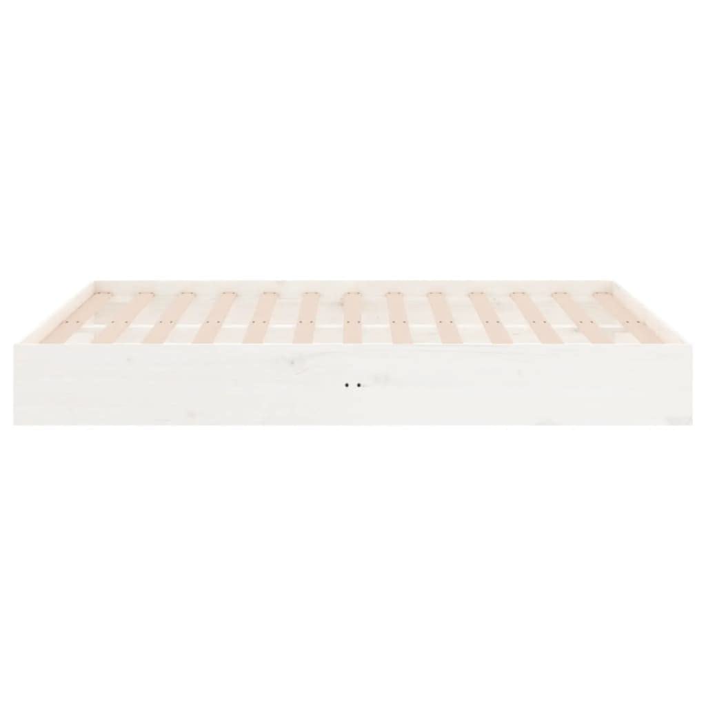 vidaXL Estructura de Cama Doble Somier Dormitorio Base Habitación Muebles Mobiliario Hogar Cuarto Descanso Madera Maciza Blanco 135x190 cm