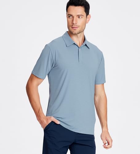 Esabel.C Jacquard Golf Shirts for Men Moisture Wicking Short Sleeve Performance Dry Fit Active Mens Polo Shirts 5