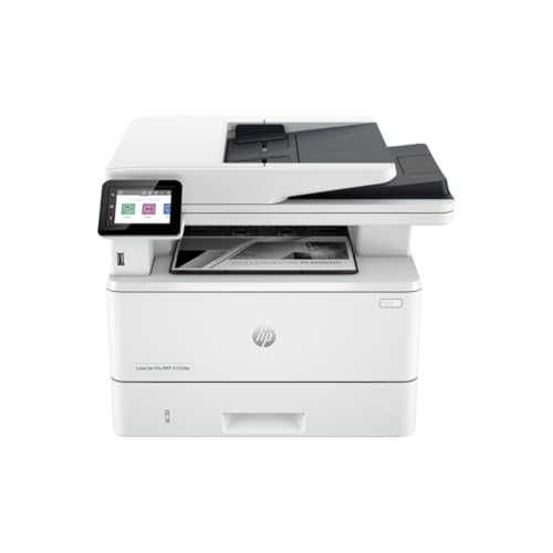HP LaserJet Pro MFP 4103dw Printer Up to 42ppm Print Speed Up to 40cpm Copy Speed 50 Sheets ADF Capacity 2.7 Color Touchscreen Display White 2Z627A