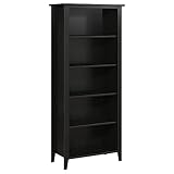 Bush Furniture Kathy Ireland Home Connecticut 5 Shelf Bookcase, Black Suede Oak
