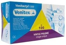 Venitex Men's Box of 100 Venitactyl 1350 Vinyl Disposable Fine Gloves