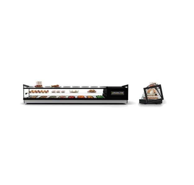 Genérico Osteleria Vitrina Refrigerada para Tapas, 6 Bandejas GN1/3, Negro, 148.5x39.5x37.5cm, Temperatura 2-8°C, Puertas Correderas, Control Digital, Iluminación LED