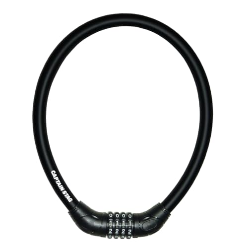 キャプテンスタッグ(CAPTAIN STAG) 自転車 鍵 ロック 極太4ダイヤルワイヤーロック ワイヤー長60cm/φ18mm/周長73cm 可変式ダイヤル ストレート ブラック Y-4298