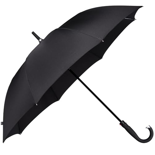 LifeTek Kingston FX1 Windproof Golf Umbrella - Large 54 Inch Automatic Open Cane Style, Fits 2 People, Windproof, Portable, Fast Drying Canopy, Travel Lightweight, Rain, Sun Protection, Durable Frame