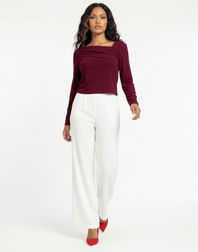 Image of Selvia Women's Trendy Maroon Asymmetric Boat Neck Full Sleeve Top