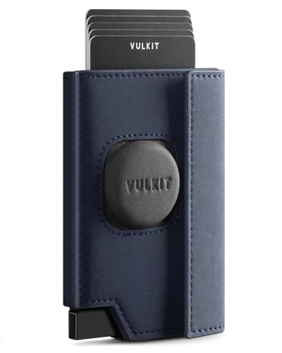 Opiniones y reviews de Fundas de tarjetas para Hombre comprados en linea. 43 VULKIT Cartera Hombre Bloqueo RFID con Funda Airtag 360°, Ventana ID + Compartimento Monedas, Dispensador Pop-Up Tarjetas, Cierre Magnético (Incluye Caja Regalo) - Azul Oxford