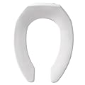 BEMIS 1955CT Commercial Open Front Plastic Toilet Seat, Heavy Duty Industrial Seat without Lid, Secure Installation for Long Lasting Use, Elongated, White