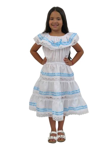 Leos Imports Girls Light Blue Ribbon Dress Argentinian, Guatemalan Nicaraguan Colors