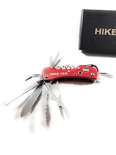 Hike-tek Swiss Style Army Pocket Knife 14 Multi Function Pocket Knife- for Every Day Use Including Outdoor, Rescue and Survival (Red)