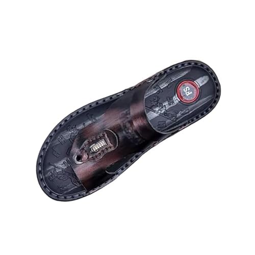 Summer Breathable Slip-On Arch Support Bunion Corrector Sandals for Men's, Casual Durable Two Uses Split Toe PU Non-slip Beach Sandals, for Dad Men Grandpa, Arch of Foot, Foot Correction(Black-red,6.5