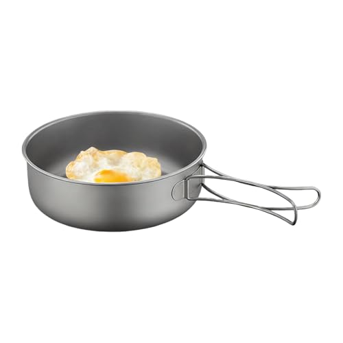 Sartenes de camping para cocinar, sartén ligera de titanio con mango plegable para senderismo, mochileros y viajes, olla de utensilios de cocina de campamento para caza, viaje por carretera,