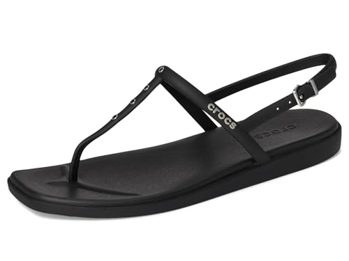Crocs Damskie japonki Miami Studded Thong Flop, czarne, 40 EU, Czarny, 39/40 EU