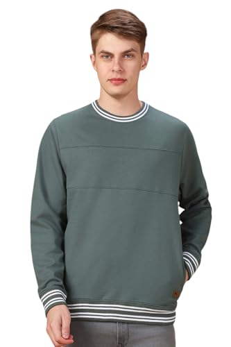 Image of Dennis Lingo Men Solid Polycotton Regular Fit Full Sleeves Pullover Sweatshirts