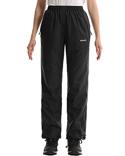 Icreek Women's Rain Pants Waterproof Zipper Pocket Windproof Lightweight Over Pants Outdoor For Hiking, Fishing,Rainy Day #TOP12