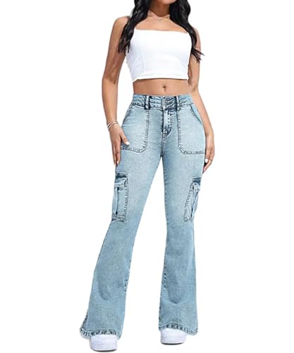 Women's High Waisted Stretchy Bootcut Boyfriend Skinny Jeans Butt Lifting Baggy Flared Denim Pants3