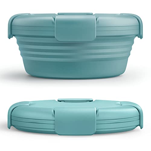 Stojo Collapsible Bowl - Eucalyptus, 36Oz - Reusable Silicone Bowl For Hot And Cold Food - Perfect For Travel, Meal Prep, To-Go Lunch, Camping & Hiking - Microwave & Dishwasher Safe #TOP25