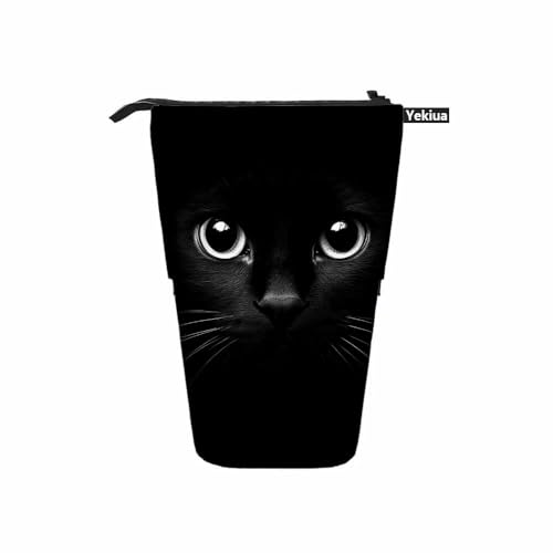 Image of Swono Black Cat Pencil Case Cool Cat Head Standing Pencil Case Pencil Pouch Pencil Holder