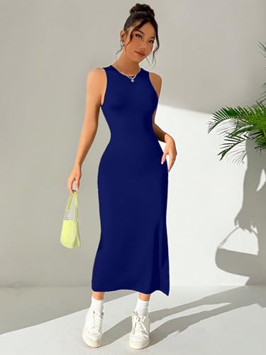Image of Aahwan Women Bodycon Black Solid Simple Sleeveless Fish Tail Hem Backless Dress
