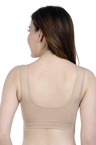 Image of PLUMBURY Women's Nylon Spandex Padded Sports Bra, Beige