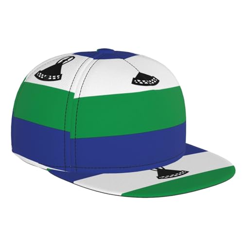 WSSYYBF Casquette de baseball drapeau du Lesotho. Casquette unisexe à bord plat, imprimé sur toute la surface, casquette de baseball réglable noire