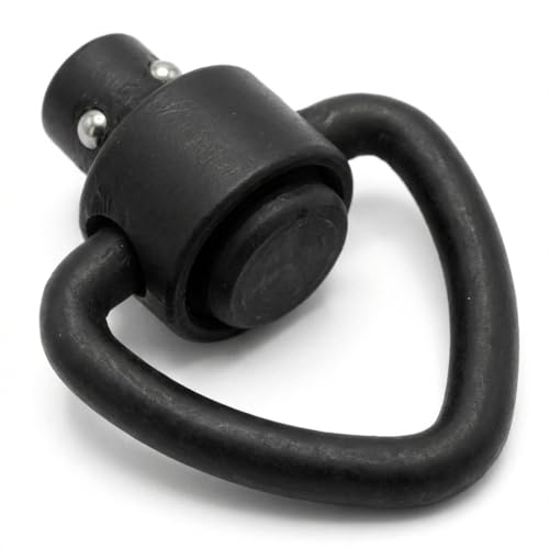 Shapakine Low Profile QD Sling Swivel (1 Unit) - D-Loop Steel Adapter for HK Hooks & 1.25' Webbing - Heavy Duty Quick Detach Mount for Outdoor Gear - Matte Black