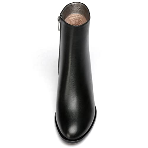 WAYDERNS Women's Zip Block Round Toe Matte Chunky Low Heel Ankle High Short Boots 2 Inch3