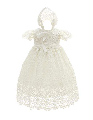 besbomig Bebés Vestido de Princesa Elegante Vestido de Bautizo de Cumpleaños Formal - Baby Niñas Bautismo Vestido de Banquete de Boda con Sombrero
