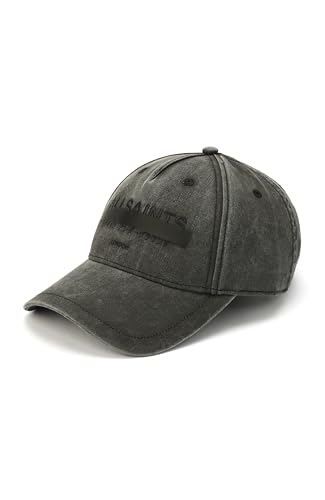 Image of AllSaints Men's Strikethrough Baseball Cap, 100% Cotton Hat with Adjustable Strap for Summer Washed Black