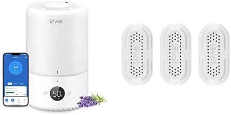 LEVOIT Smart Cool Mist Top Fill Humidifiers for Bedroom with Sensor, Auto Humidity Setting + 3-Pack Water, Demineralization Cartridge, Compatible Top Fill Humidifiers Calcium
