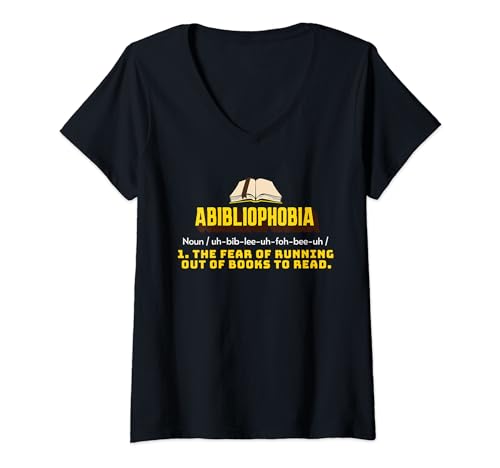 Donna Abibliophobia Funny Reading Bookworm Reader Book Lover Maglietta con Collo a V