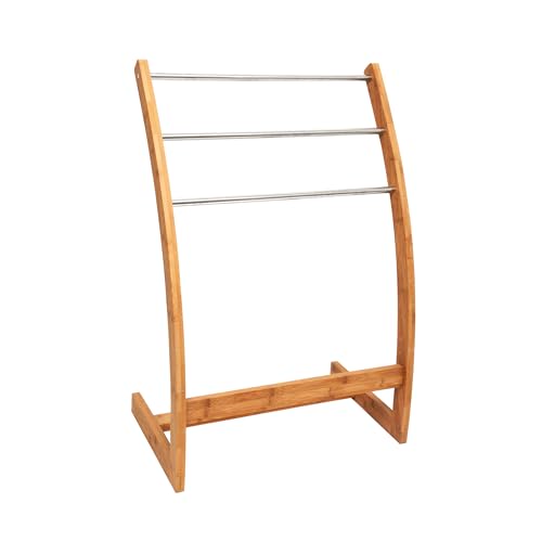 MSV Handtuchhalter Handtuchständer mit 3 Handtuchstangen Bambus Maße: ca. 85 x 57 x 35cm