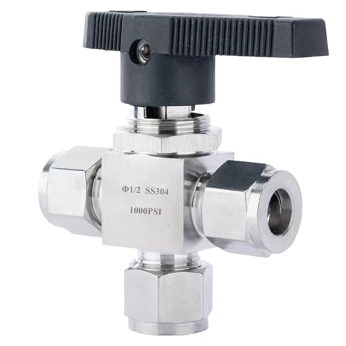 YACO INDUSTRY 3 way ball valve OD Compression Ferrule 1/2