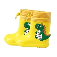 HEMOTON Non-skid Drawstring Rainshoes Creative Dinosaur Rain Boots for Boys and Girls Outdoor Waterproofs