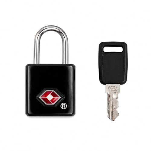 Image of QUIRA TSA Approved Travel Padlock with Key, Luggage Lock for Suitcase, Backpack, Locker & Travel Bags, Heavy Duty Security Lock (Black)