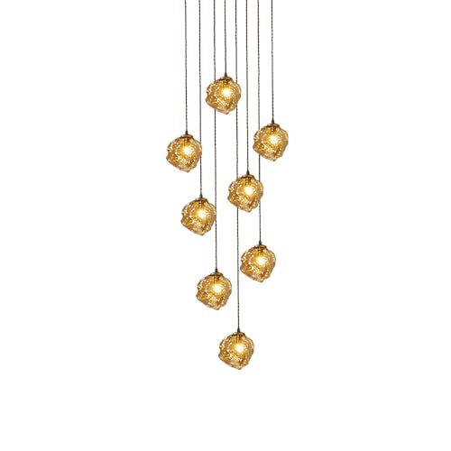 Lustre d'escalier moderne suspendu long plafonnier LED jaune variable - 2