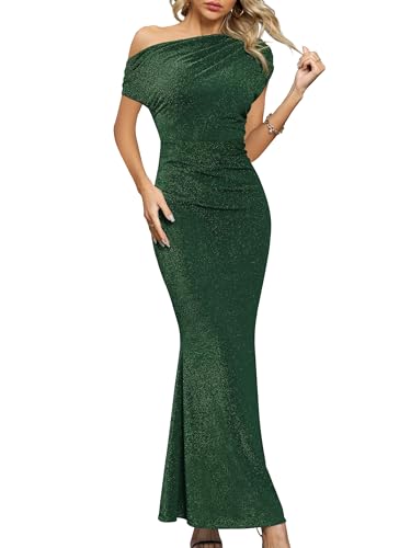 Missufe Abendkleid Cocktailkleid Elegant Lang Ballkleid Damen Hochzeit Festlich Maxi Meerjungfrau Bodycon One Shoulder Kleider...
