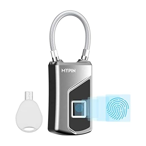 Fingerprint Lock with Key Backup, Smart keyless Waterproof Fingerprint Padlock Ideal for Gym, Door, Suitcase, Luggage Backpack, Bike, Office Cover
