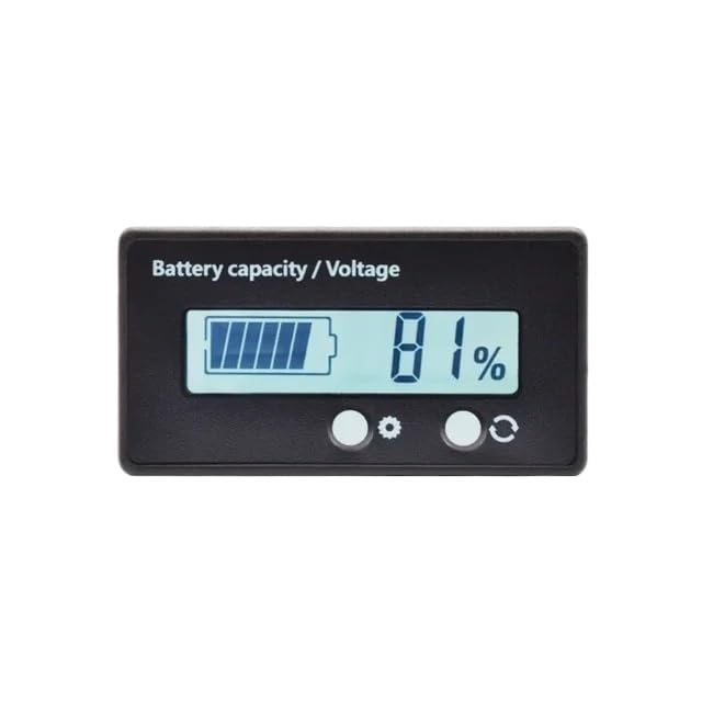 12V/24V/36V/48V Acid Lead Lifepo4 Lithium Battery Capacity Indicator Digital Car Motorcycle Voltmeter Voltage Tester Meter White 1Pcs